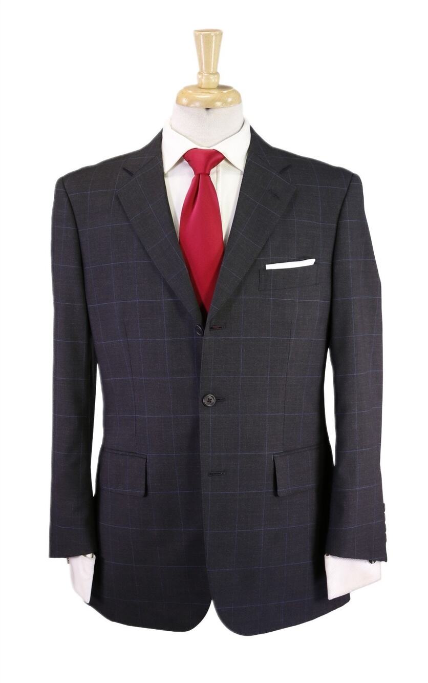 J Press Gary w/ Sky Blue Windowpane Super 100's Wool American Classic Suit 38S